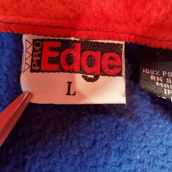 Kansas Jayhawks Jacket Mens Large Blue Vintage Pro Edge NCCA Basketball 1/4 Zip - Picture 2 of 9